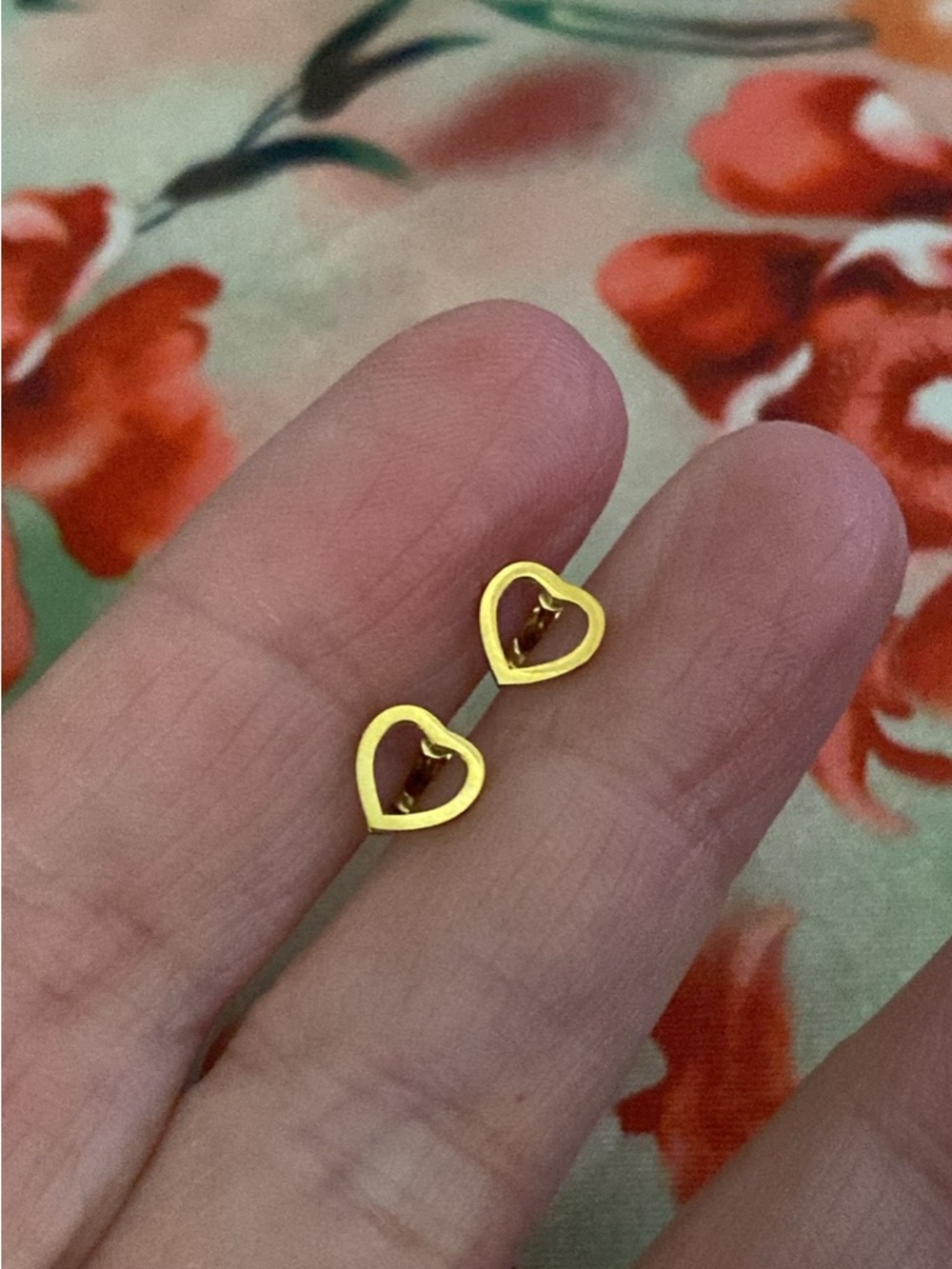 Gold Heart Stud Earrings - Women's Jewelry